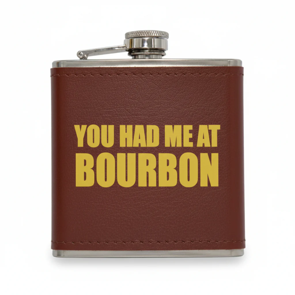 Bourbon Sayings Faux Leather Flask Collection | 6oz Stainless Steel - Image 6