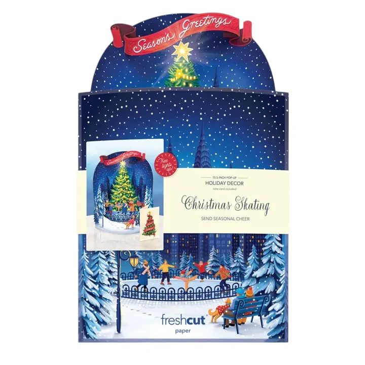 Christmas Skating Scene Pop-Up Card with Envelope & Notecard – 8 Scenes - Image 3