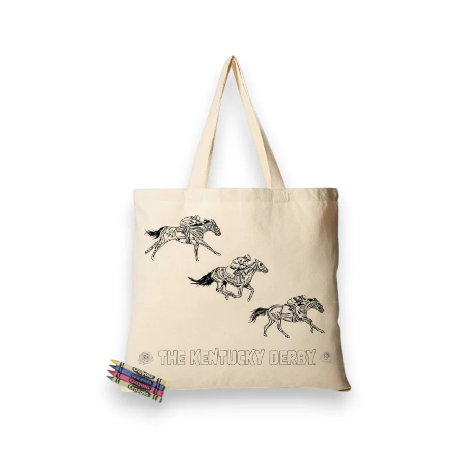 Color-Your-Own Kentucky Derby Canvas Tote Bag | Kids Race Day Activity