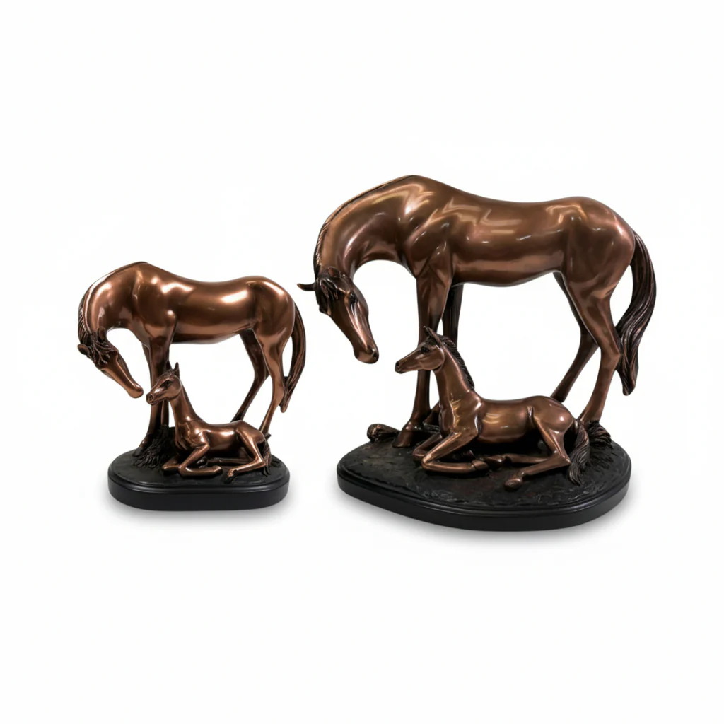 Copper Mom & Baby Horse Sculpture | Available in Two Sizes
