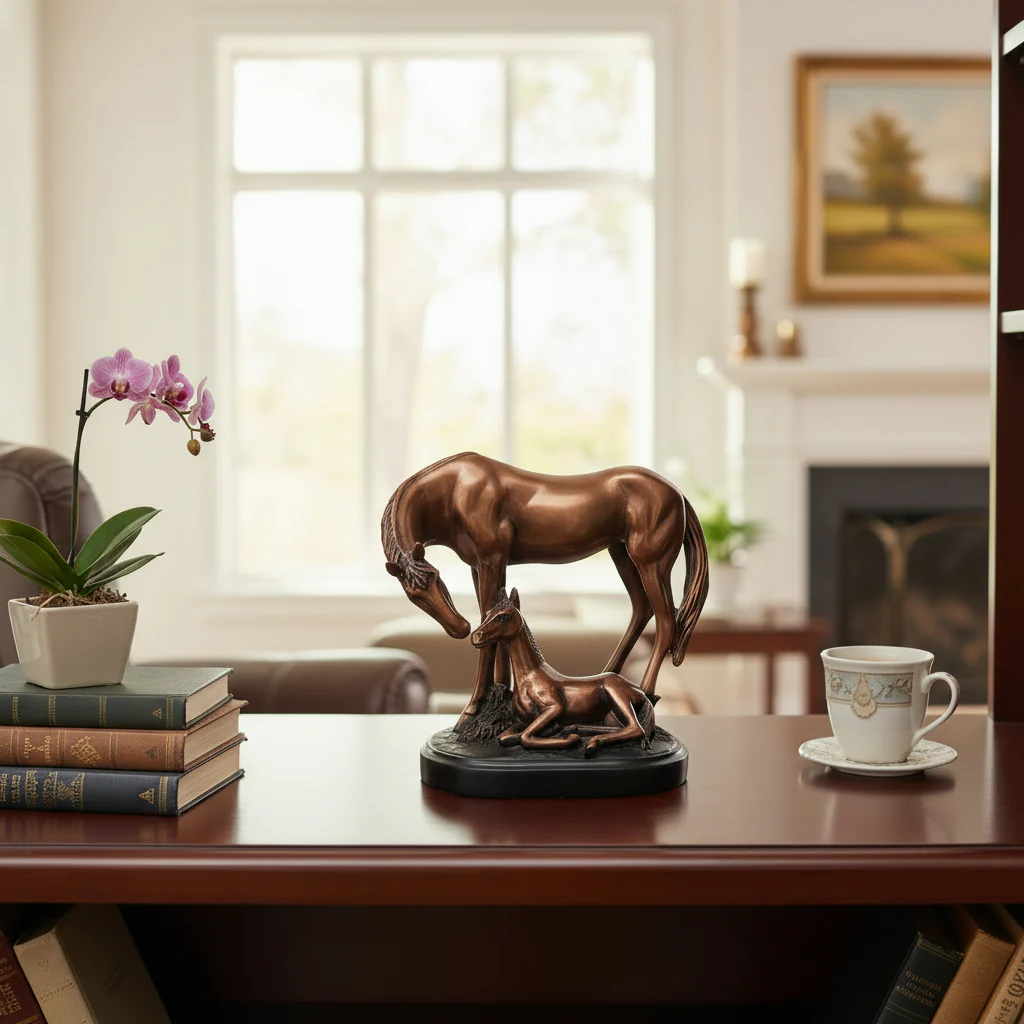 Copper Mom & Baby Horse Sculpture | Available in Two Sizes - Image 6