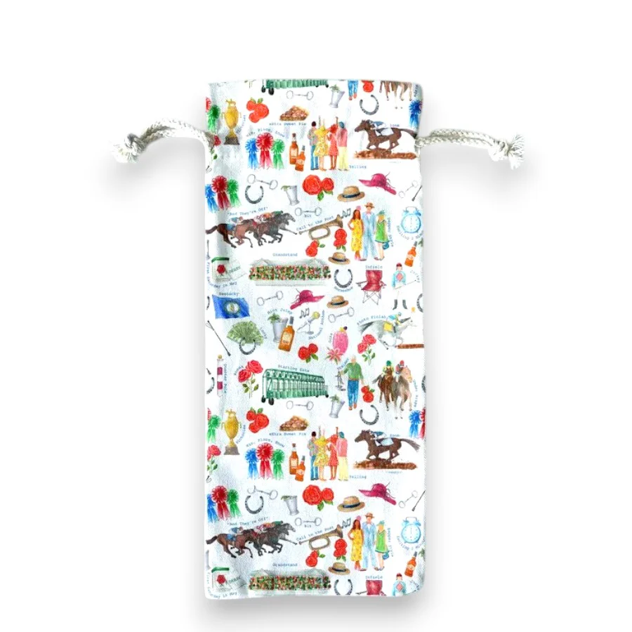 Derby Themed Wine & Liquor Bottle Gift Bag – "Run for the Roses" Edition