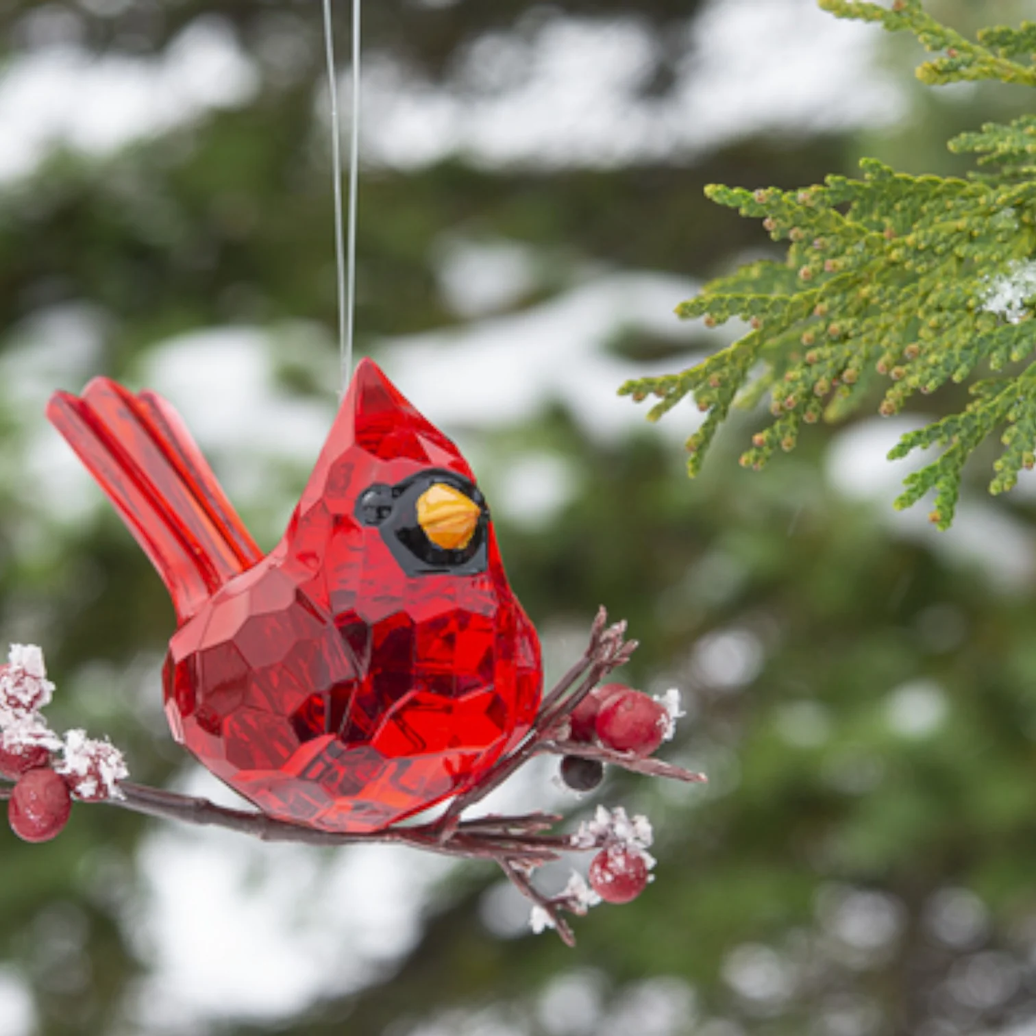 Elegant Cardinal Ornament – Faceted Acrylic, 3.5 in - Image 2