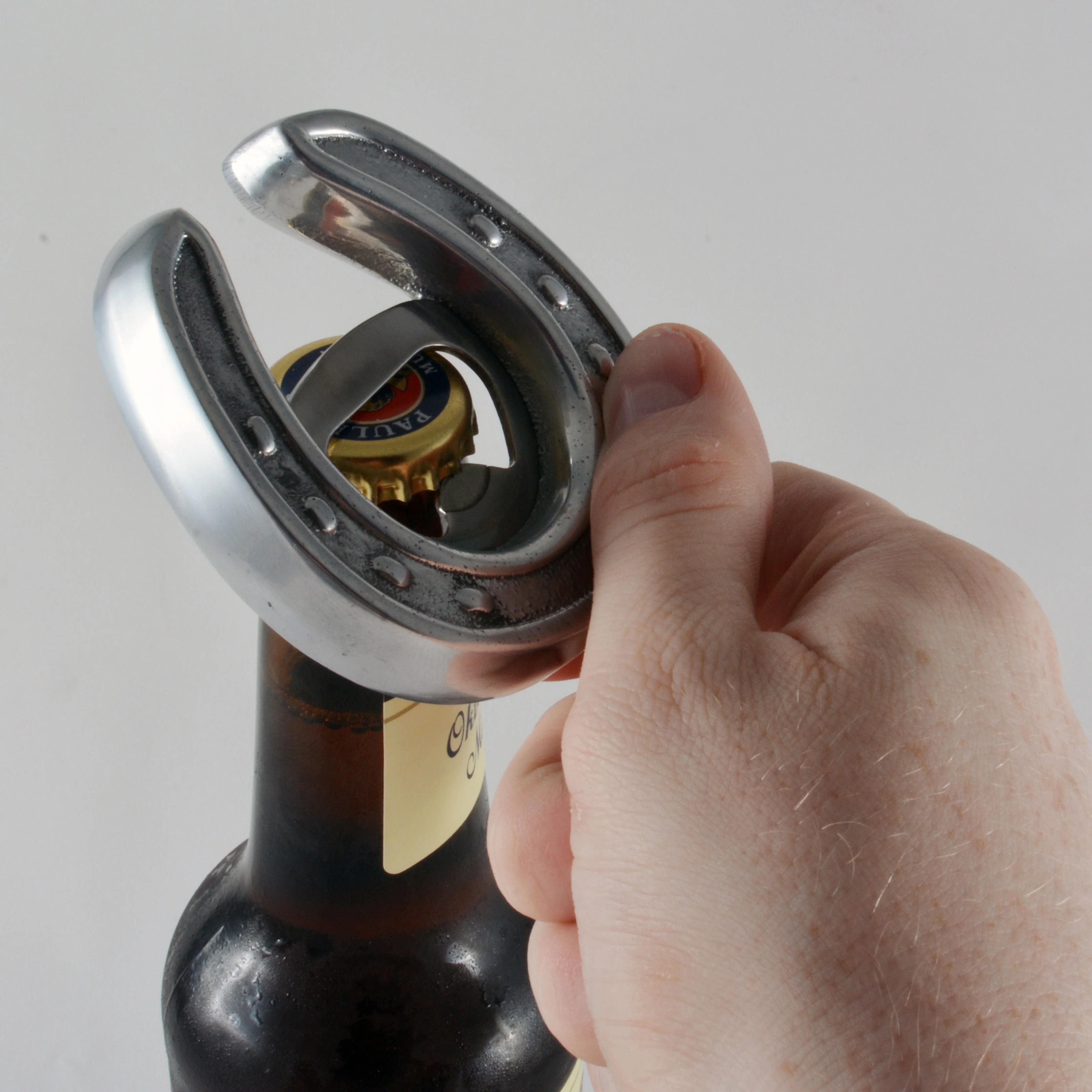 Horseshoe Bottle Opener – Polished Aluminum Equestrian Bar Tool - Image 3