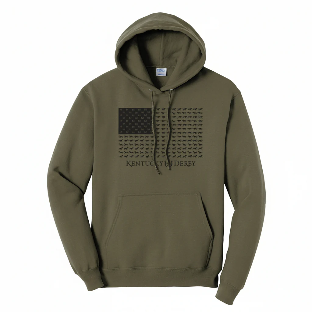 Kentucky Derby 152 "Derby Flag" Fleece Hoodie | Military Green