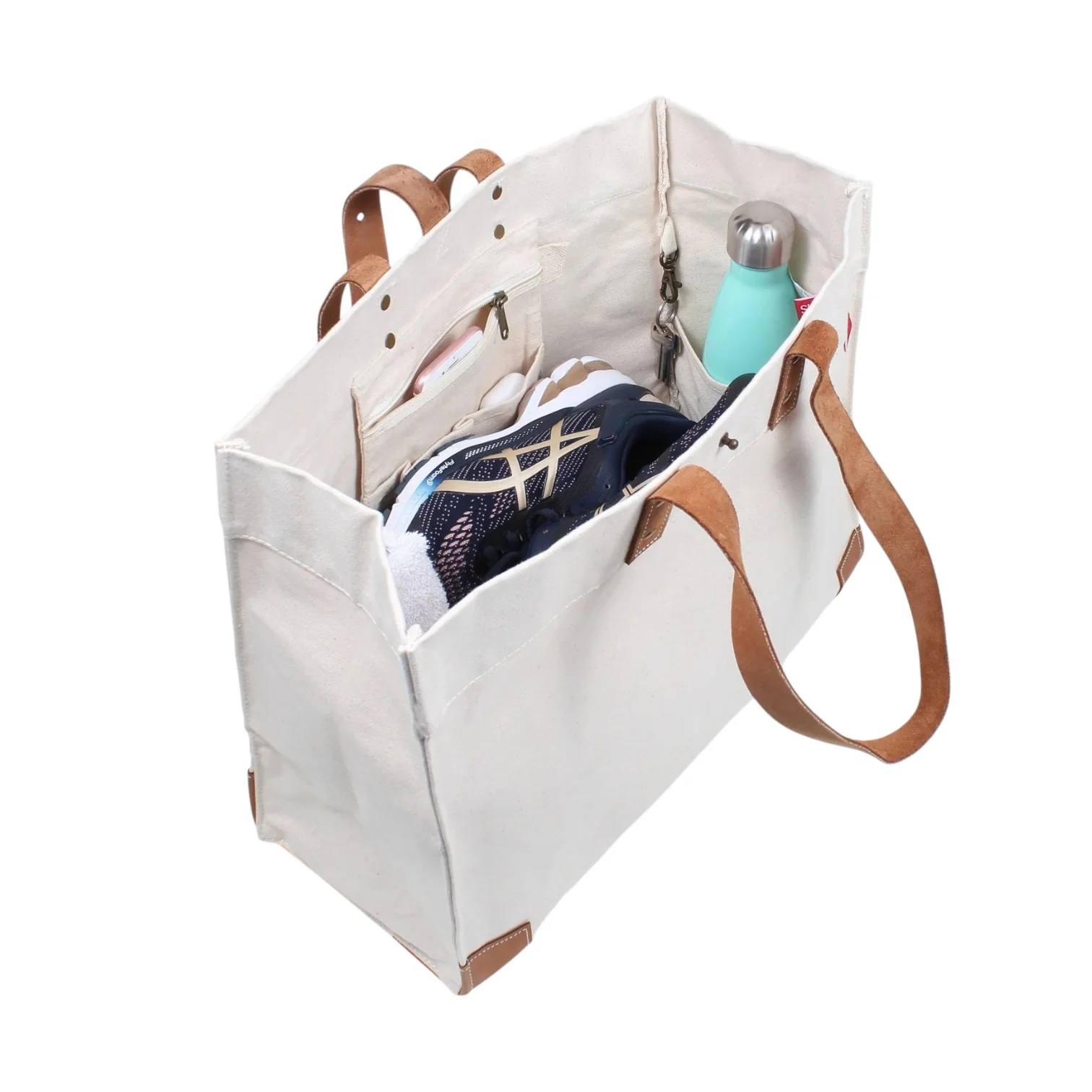 Kentucky Derby Embroidered Carmel Tote | Canvas & Leather Bag - Image 2