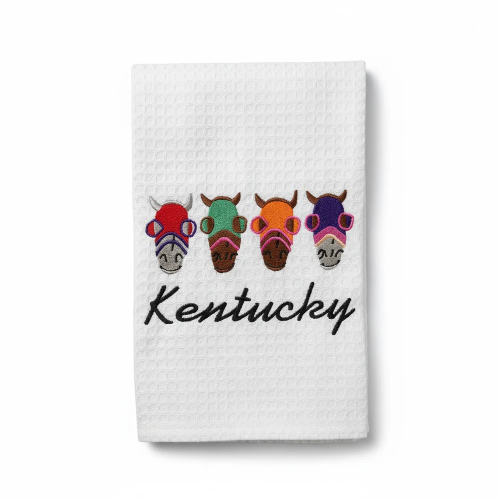 Kentucky Derby Embroidered Horse Head Tea Towel - Image 3