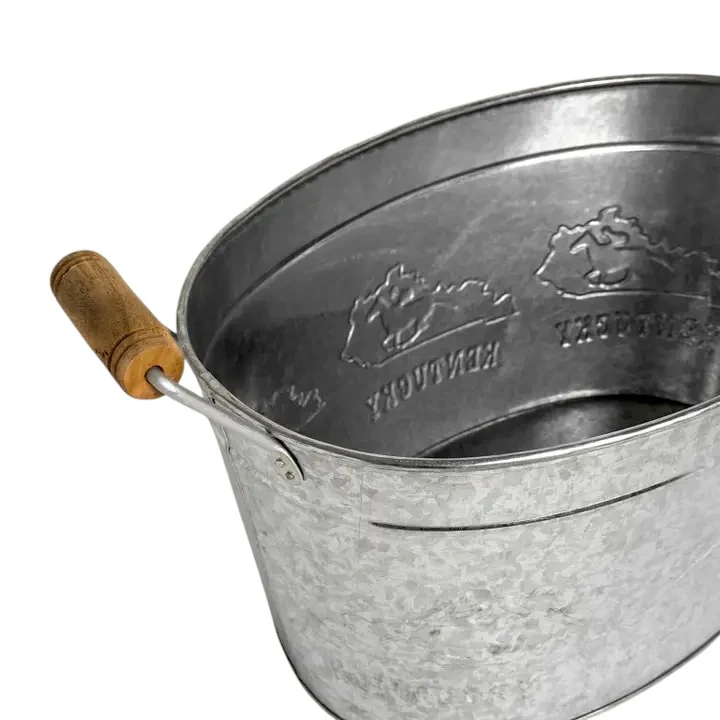 Kentucky Galvanized Beverage Tub with Wood Handles - Image 3