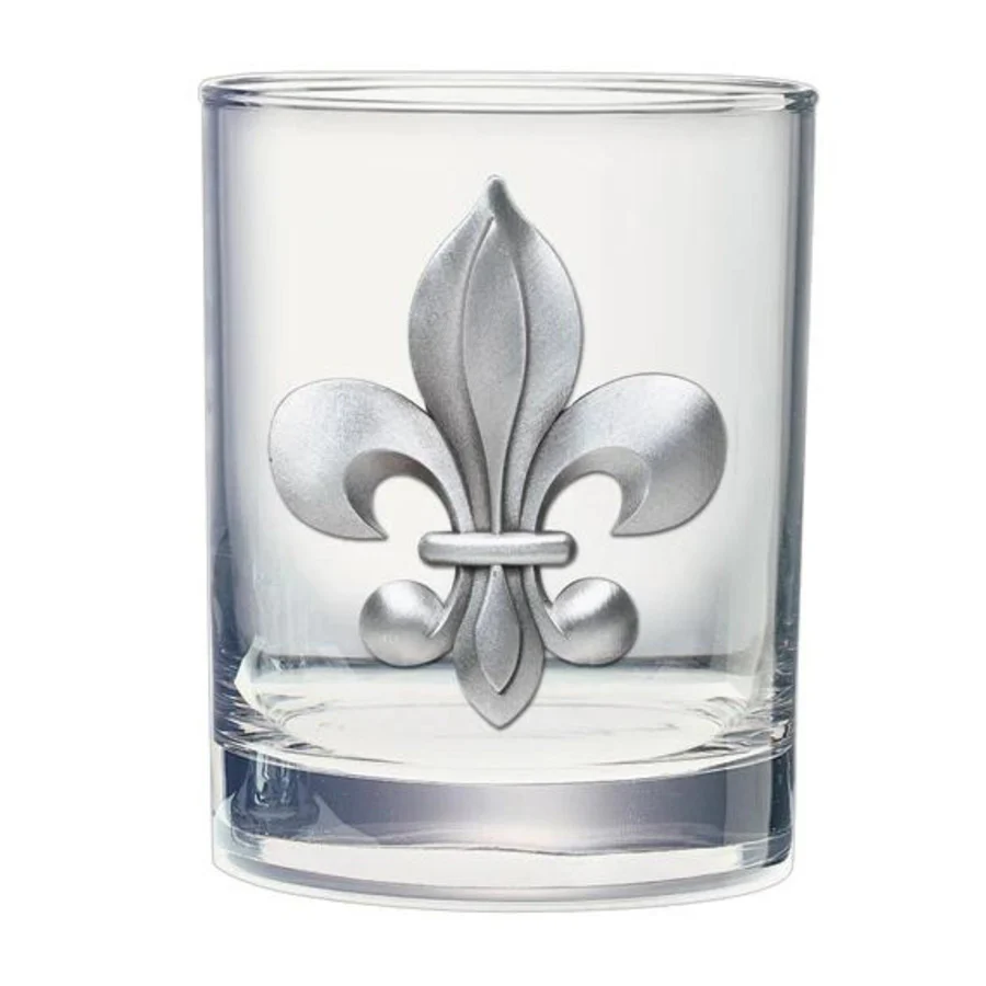Kentucky Pewter Double Old-Fashioned Glass – By a Nose, Fleur-de-Lis, or Racehorse in Pasture - Image 3
