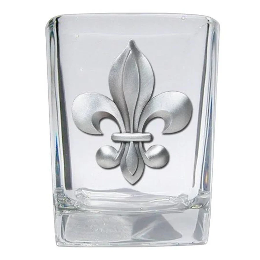 Kentucky Pewter Square Shot Glass – By a Nose Horse Racing or Fleur-de-Lis Design - Image 3