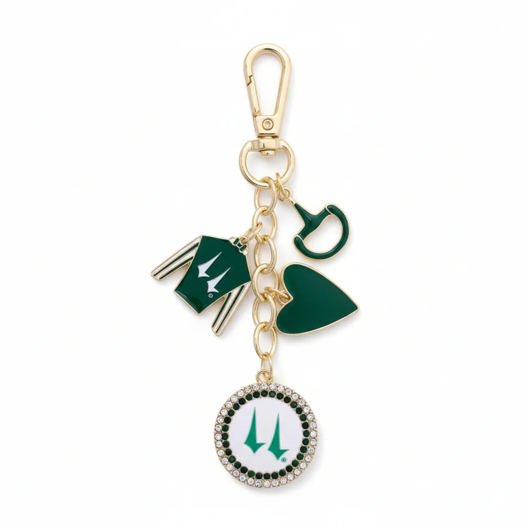 Official Churchill Downs Jockey Silk Enamel Cluster Bag Charm | Green & White