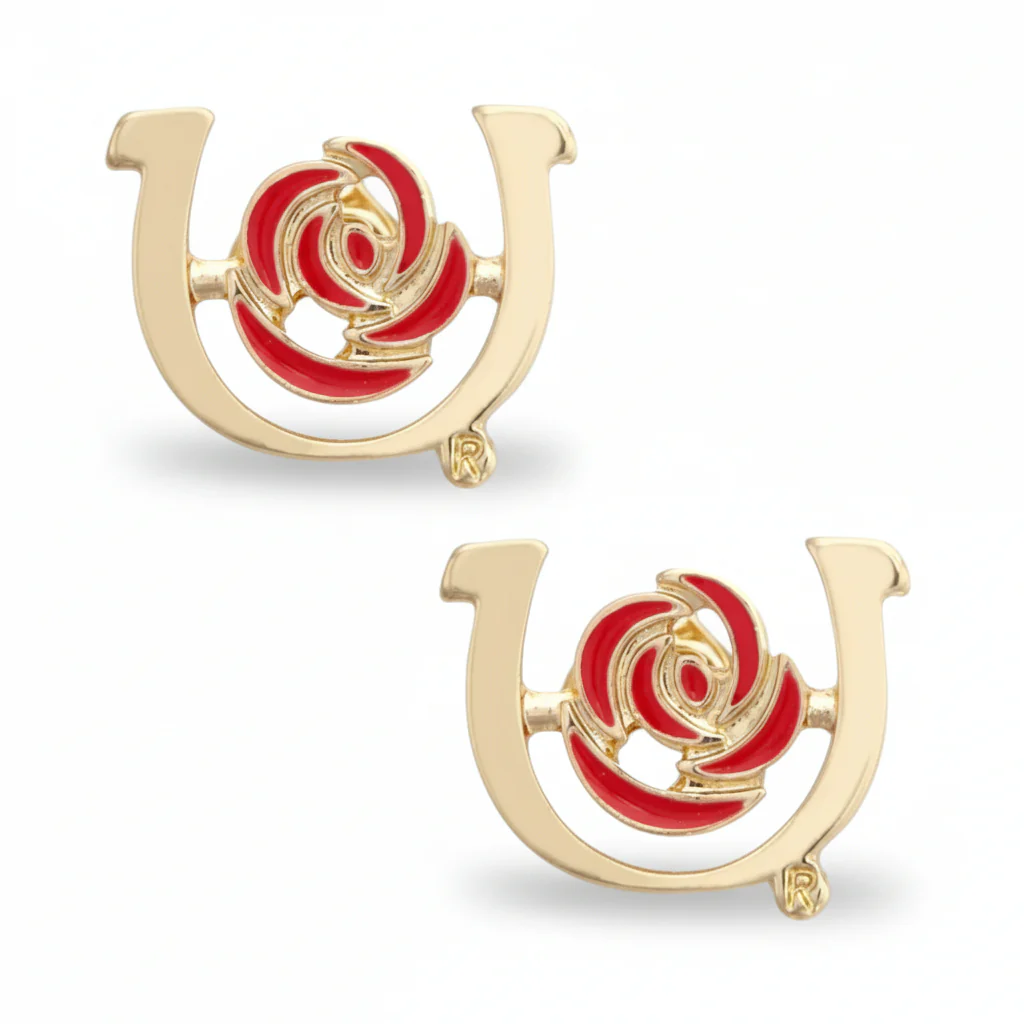Official Kentucky Derby Logo Outline Stud Earrings | Shiny Gold