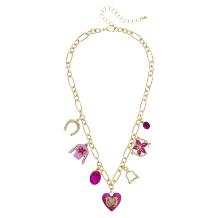 Official Kentucky Oaks Enamel Charms Necklace | Pink Lily & Gold - Image 2